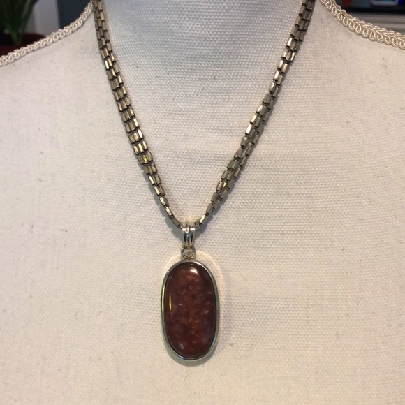 925 pendant brown like the cinnamon stone. Three strand necklace made in Italy … - Picture 7 of 9